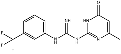 N-(6-Methyl-4-oxo-1,4-dihydropyrimidin-2-yl)-N'-[3-(trifluoromethyl)phenyl]guanidine 구조식 이미지