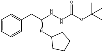 N'-[1-Cyclopentylamino-2-phenylethylidene]-hydrazinecarboxylic acid tert-butyl ester 구조식 이미지