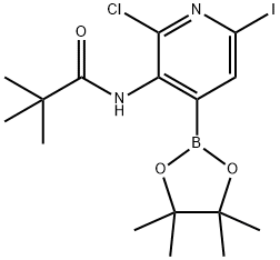 N-(2-Chloro-6-iodo-4-(4,4,5,5-tetramethyl-1,3,2-dioxaborolan-2-yl)pyridin-3-yl)pivalamide 구조식 이미지