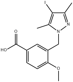 3-[(4-Iodo-3,5-dimethyl-1H-pyrazol-1-yl)methyl]-4-methoxybenzoic acid Structure