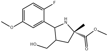 Methyl 5-(2-fluoro-5-methoxyphenyl)-4-(hydroxymethyl)-2-methylpyrrolidine-2-carbo 구조식 이미지