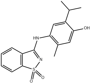 4-[(1,1-dioxido-1,2-benzisothiazol-3-yl)amino]-2-isopropyl-5-methylphenol 구조식 이미지