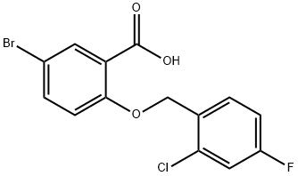 5-bromo-2-[(2-chloro-4-fluorobenzyl)oxy]benzoic acid 구조식 이미지
