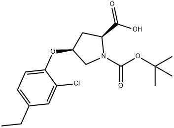 (2S,4S)-1-(tert-Butoxycarbonyl)-4-(2-chloro-4-ethylphenoxy)-2-pyrrolidinecarboxylic acid 구조식 이미지