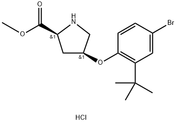 Methyl (2S,4S)-4-[4-bromo-2-(tert-butyl)phenoxy]-2-pyrrolidinecarboxylate hydrochloride 구조식 이미지