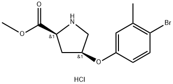 Methyl (2S,4S)-4-(4-bromo-3-methylphenoxy)-2-pyrrolidinecarboxylate hydrochloride 구조식 이미지