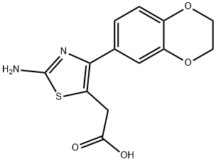 [2-Amino-4-(2,3-dihydro-benzo[1,4]dioxin-6-yl)-thiazol-5-yl]-acetic acid 구조식 이미지