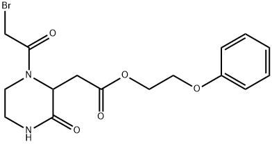 2-Phenoxyethyl 2-[1-(2-bromoacetyl)-3-oxo-2-piperazinyl]acetate 구조식 이미지