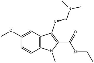 Ethyl 3-{[(1E)-(dimethylamino)methylene]amino}-5-methoxy-1-methyl-1H-indole-2-carboxylate 구조식 이미지