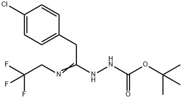 N'-[2-(4-Chlorophenyl)-1-(2,2,2-trifluoroethylamin o)ethylidene]hydrazinecarboxylic acid tert-butyl 구조식 이미지