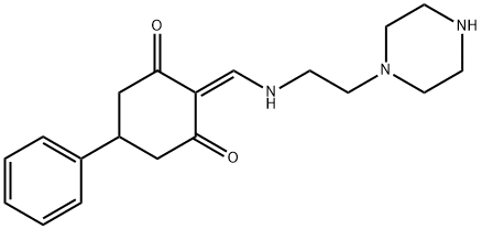 5-phenyl-2-{[(2-piperazin-1-ylethyl)amino]methylene}cyclohexane-1,3-dione 구조식 이미지