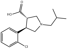 (3S,4R)-4-(2-chlorophenyl)-1-isobutylpyrrolidine-3-carboxylic acid Structure