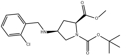 1-tert-butyl 2-methyl (2S,4S)-4-[(2-chlorobenzyl)amino]pyrrolidine-1,2-dicarboxylate Structure