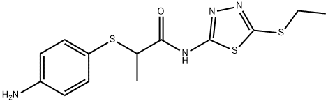 2-[(4-aminophenyl)thio]-N-[5-(ethylthio)-1,3,4-thiadiazol-2-yl]propanamide 구조식 이미지