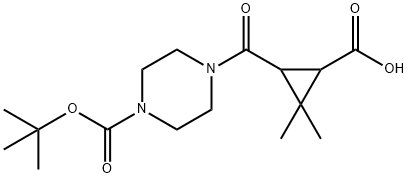 3-{[4-(tert-butoxycarbonyl)piperazin-1-yl]carbonyl}-2,2-dimethylcyclopropanecarboxylic acid 구조식 이미지