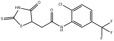 N-[2-chloro-5-(trifluoromethyl)phenyl]-2-(2-mercapto-4-oxo-4,5-dihydro-1,3-thiazol-5-yl)acetamide 구조식 이미지