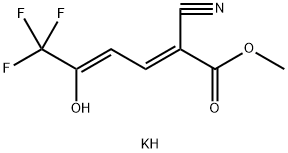 Potassium 5-cyano-1,1,1-trifluoro-6-methoxy-6-oxo-2,4-hexadien-2-olate 구조식 이미지