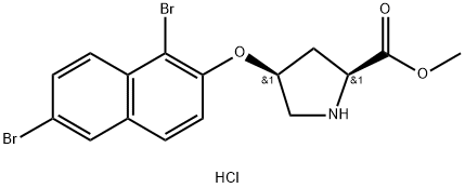 Methyl (2S,4S)-4-[(1,6-dibromo-2-naphthyl)oxy]-2-pyrrolidinecarboxylate hydrochloride Structure