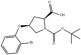 (2S,4S)-4-(2-Bromophenoxy)-1-(tert-butoxycarbonyl)-2-pyrrolidinecarboxylic acid Structure