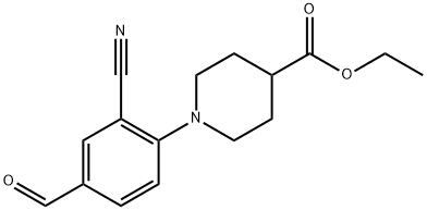 Ethyl 1-(2-cyano-4-formylphenyl)piperidine-4-carboxylate 구조식 이미지