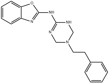N-[5-(2-Phenylethyl)-1,3,5-triazinan-2-ylidene]-1,3-benzoxazol-2-amine 구조식 이미지