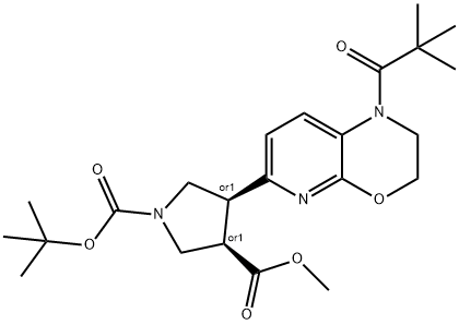 (3R,4S)-1-tert-Butyl 3-methyl 4-(1-pivaloyl-2,3-di hydro-1H-pyrido[2,3-b][1,4]oxazin-6-yl)pyrrolidin Structure