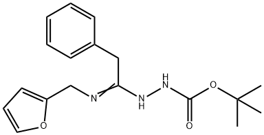 N'-[1-[(Furan-2-ylmethyl)amino]2-phenylethylidene] hydrazinecarboxylic acid tert-butyl ester 구조식 이미지