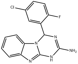 4-(5-Chloro-2-fluorophenyl)-1,4-dihydro-[1,3,5]triazino[1,2-a]benzimidazol-2-amine 구조식 이미지