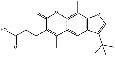 3-(3-tert-Butyl-5,9-dimethyl-7-oxo-7H-furo[3,2-g]-chromen-6-yl)propanoic acid 구조식 이미지