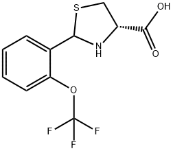 (4S)-2-[2-(Trifluoromethoxy)phenyl]-1,3-thiazolidine-4-carboxylic acid 구조식 이미지