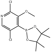 2,5-Dichloro-3-methoxy-4-(4,4,5,5-tetramethyl-1,3,2-dioxaborolan-2-yl)pyridine 구조식 이미지