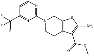 Methyl 2-amino-6-[4-(trifluoromethyl)pyrimidin-2-yl]-4,5,6,7-tetrahydrothieno[2,3-c]pyridine-3-ca Structure