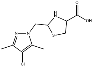 2-[(4-chloro-3,5-dimethyl-1H-pyrazol-1-yl)methyl]-1,3-thiazolidine-4-carboxylic acid 구조식 이미지