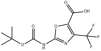 2-[(tert-Butoxycarbonyl)amino]-4-(trifluoromethyl)-1,3-oxazole-5-carboxylic acid 구조식 이미지