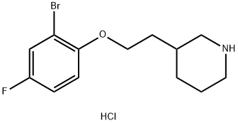 3-[2-(2-Bromo-4-fluorophenoxy)ethyl]piperidinehydrochloride Structure