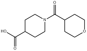 1-(Tetrahydro-2H-pyran-4-ylcarbonyl)-4-piperidinecarboxylic acid 구조식 이미지