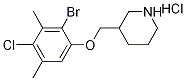 3-[(2-Bromo-4-chloro-3,5-dimethylphenoxy)methyl]-piperidine hydrochloride Structure