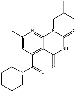 1-Isobutyl-7-methyl-5-(piperidin-1-ylcarbonyl)-pyrido[2,3-d]pyrimidine-2,4(1H,3H)-dione 구조식 이미지