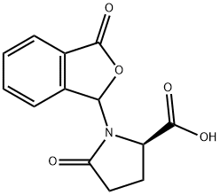 5-Oxo-1-(3-oxo-1,3-dihydro-2-benzofuran-1-yl)-D-proline 구조식 이미지