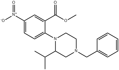 Methyl 2-[4-benzyl-2-(propan-2-yl)piperazin-1-yl]-5-nitrobenzoate Structure