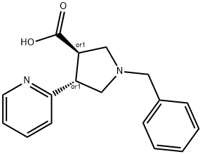 trans-1-Benzyl-4-(pyridin-2-yl)pyrrolidine-3-carboxylic acid 구조식 이미지