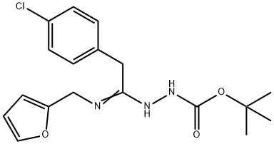 N'-[2-(4-Chlorophenyl)-1-[(furan-2-ylmethyl)amino] ethylidene]hydrazinecarboxylic acid tert-butyl es 구조식 이미지