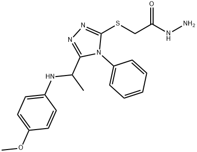 2-[(5-{1-[(4-Methoxyphenyl)amino]ethyl}-4-phenyl-4H-1,2,4-triazol-3-yl)thio]acetohydrazide Structure