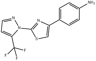 4-{2-[5-(Trifluoromethyl)-1H-pyrazol-1-yl]-1,3-thiazol-4-yl}aniline Structure