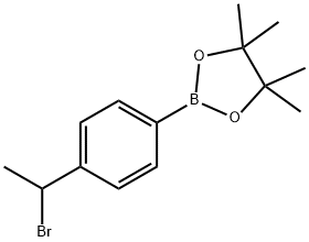 2-(4-(1-Bromoethyl)phenyl)-4,4,5,5-tetramethyl-1,3,2-dioxaborolane 구조식 이미지