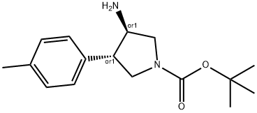 trans-3-Amino-4-(4-methylphenyl)pyrrolidine, N-BOC protected 구조식 이미지