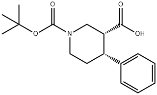 cis-4-Phenylpiperidine-3-carboxylic acid, N-BOC protected 구조식 이미지