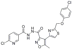 N'3-[(6-chloro-3-pyridyl)carbonyl]-4-{2-[(4-chlorophenoxy)methyl]-1,3-thiazol-4-yl}-5-methylisoxazole-3-carbohydrazide Structure