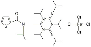 1,3,5-(Triisopropyl)-4,5-diisopropylimino-2-(thien-2-ylcarboxamido-N-isopropyl)-1,3,5-triazoline tetrachloroferrate Structure