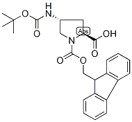 (2S,4R)-4-Aminopyrrolidine-2-carboxylic acid, 4-BOC, N1-FMOC protected 구조식 이미지